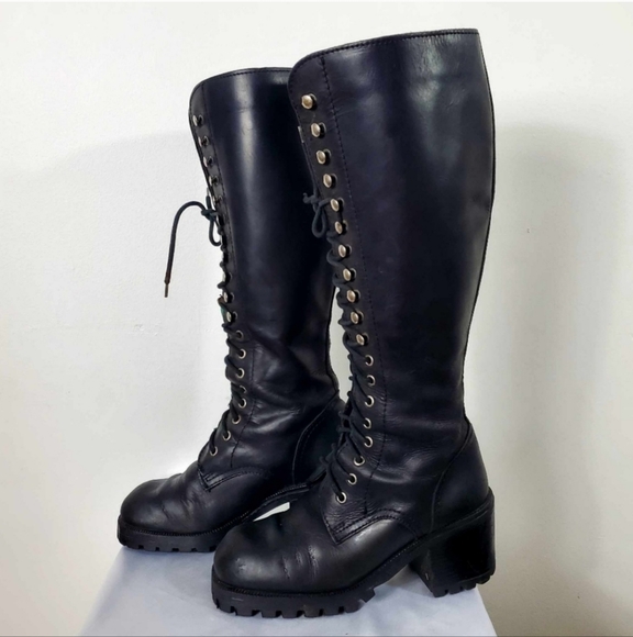 Vintage 90s Lace Up Punk Y2K Combat Boots - Picture 6 of 13